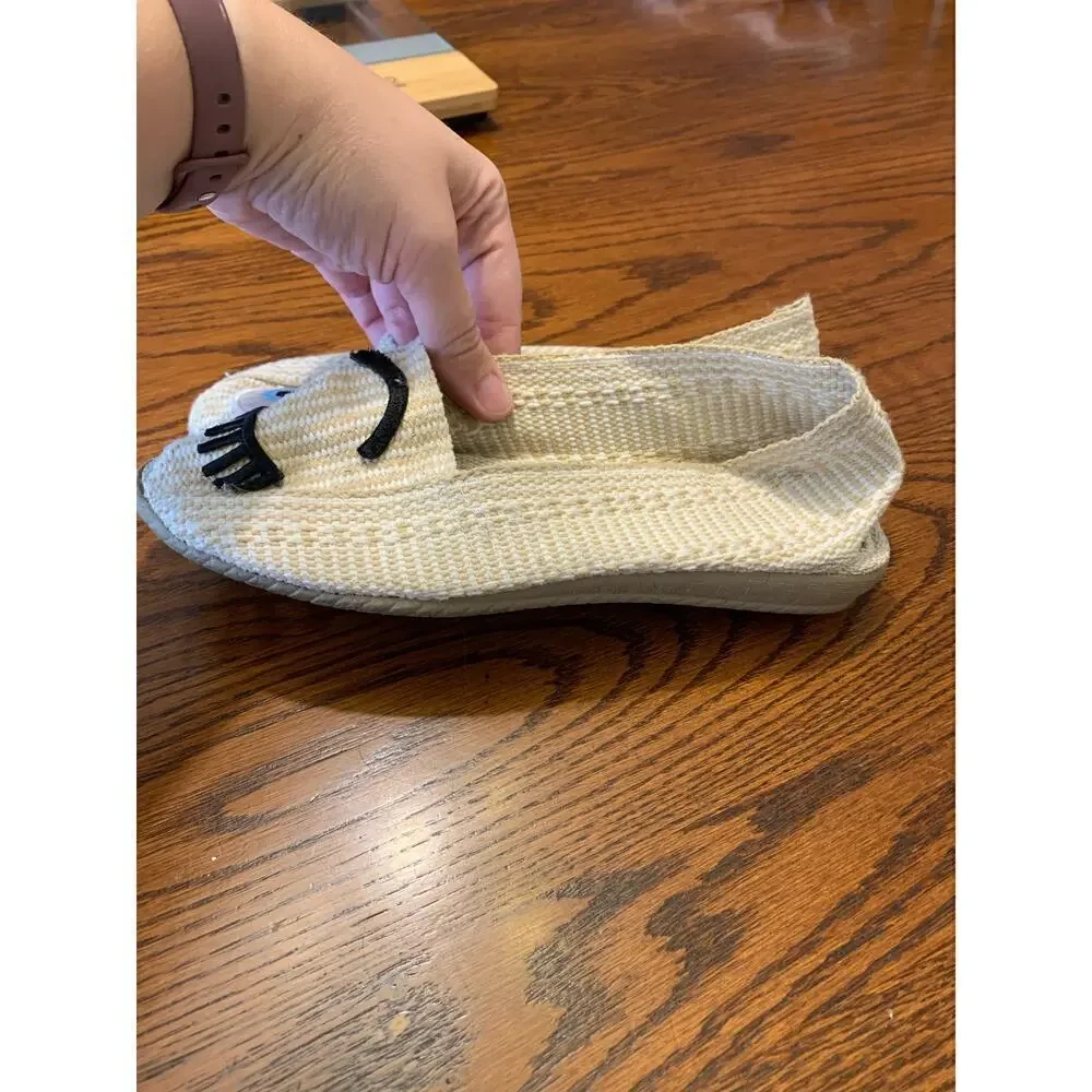 Beige Boho Eye Alpargata Slip On Espadrille Handmade  Venezuela Size EU 37 US 6